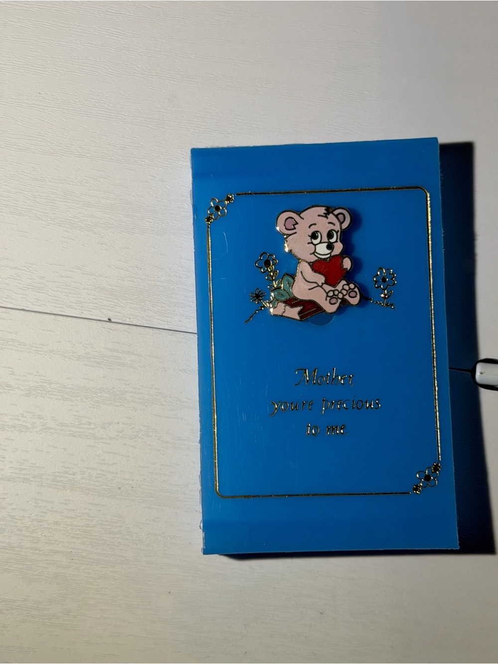 Blue Kids Bear Card Wallet - Heart Bear Design